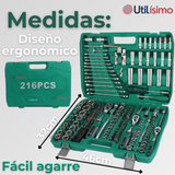 Set Caja De Herramientas 216 Piezas Dados Y Llaves Acero Cromo