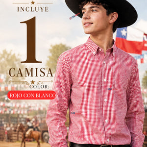 Camisa Cuadrille Huaso Juvenil Roja Regular Fit Fiestas Patrias