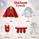 Traje Tirana Diablada Rojo 5 Piezas Niño Baile Típico Fiestas Patrias