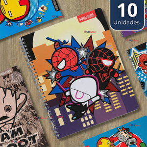 Pack 10 Cuadernos Universitarios Marvel Heroes 100 Hojas Proarte Diseño Surtido
