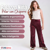 Calza Palazzo Niña Polar Con Chiporro Elasticada Térmica Burdeo
