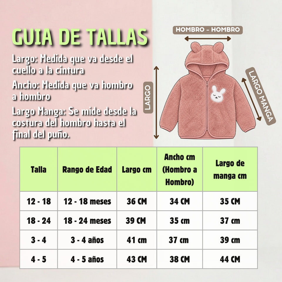 Polerón Con Capucha Forro Polar Bebe Niña Conejo Abrigo Invierno