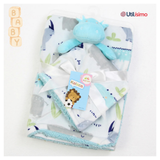 Set Manta Frazada Polar Para Bebé Niño + Peluche de Apego
