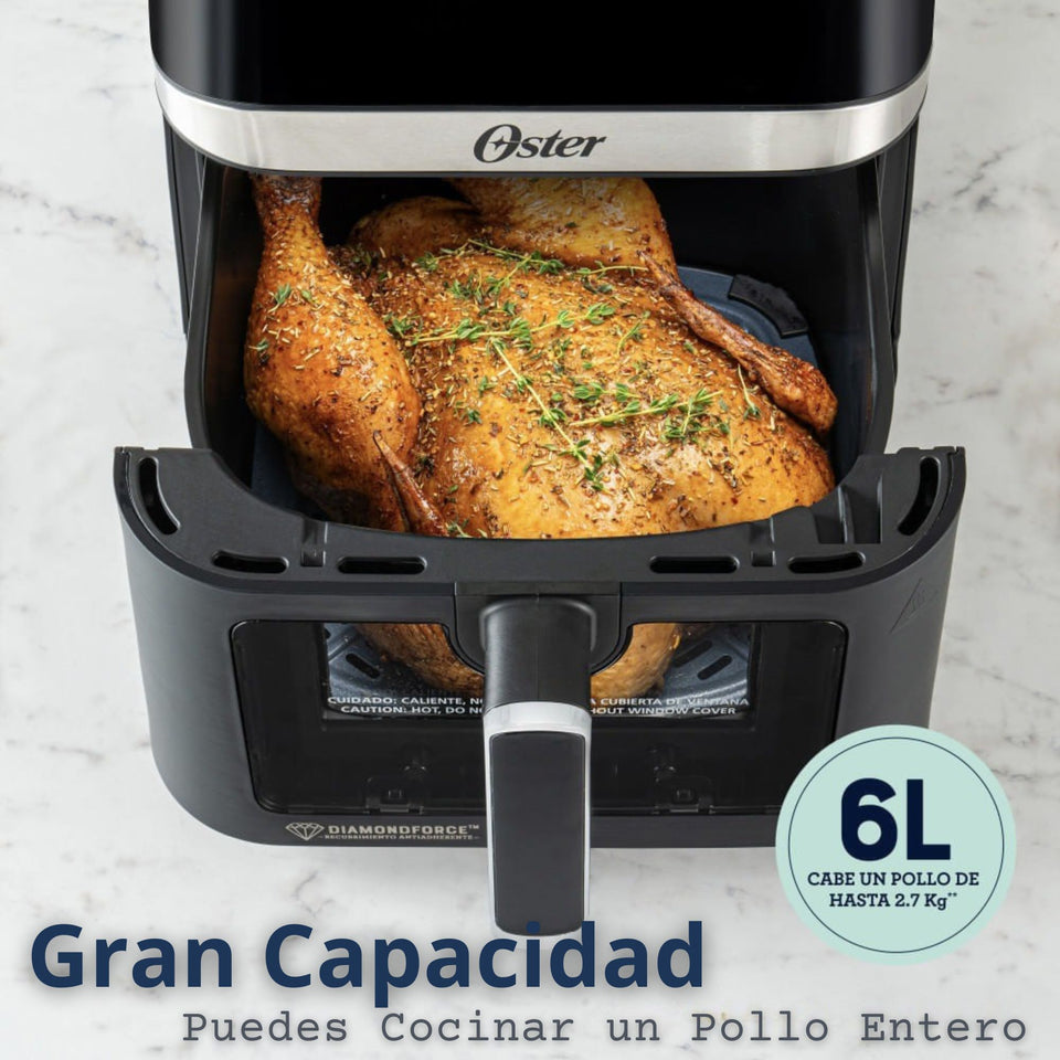 Oster® Freidora de Aire Digital, Recubrimiento Oster® DiamondForce, 6L de Capacidad, 10 Programas Automáticos, CKSTAF60WDDF