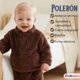 Conjunto 2 Piezas Buzo Polerón Pantalón Bebe Niño Poliéster Brown