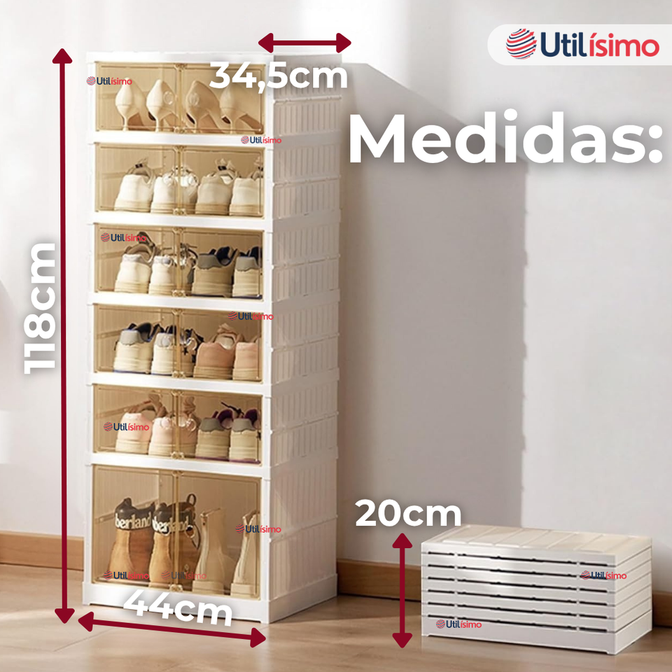 Zapatera Plegable Organizador Apilable 6 Cajones Blanco