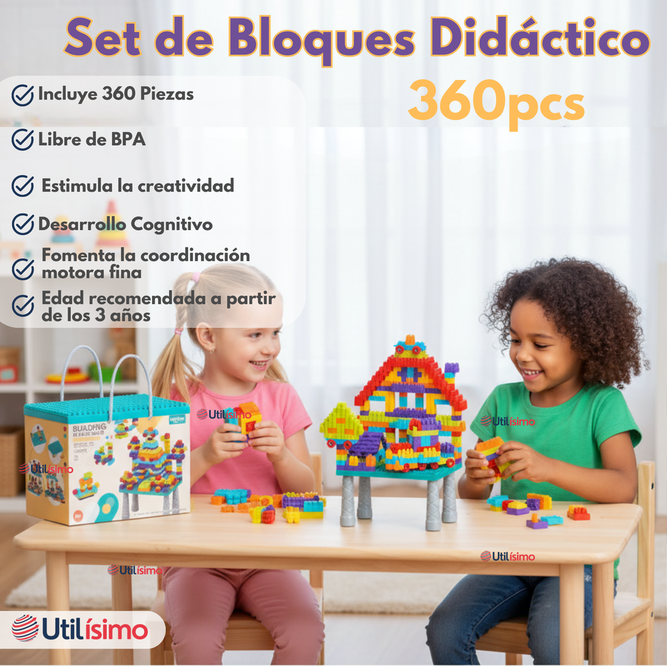 Juego Bloques de Construcción 360 piezas para Niño o Niña