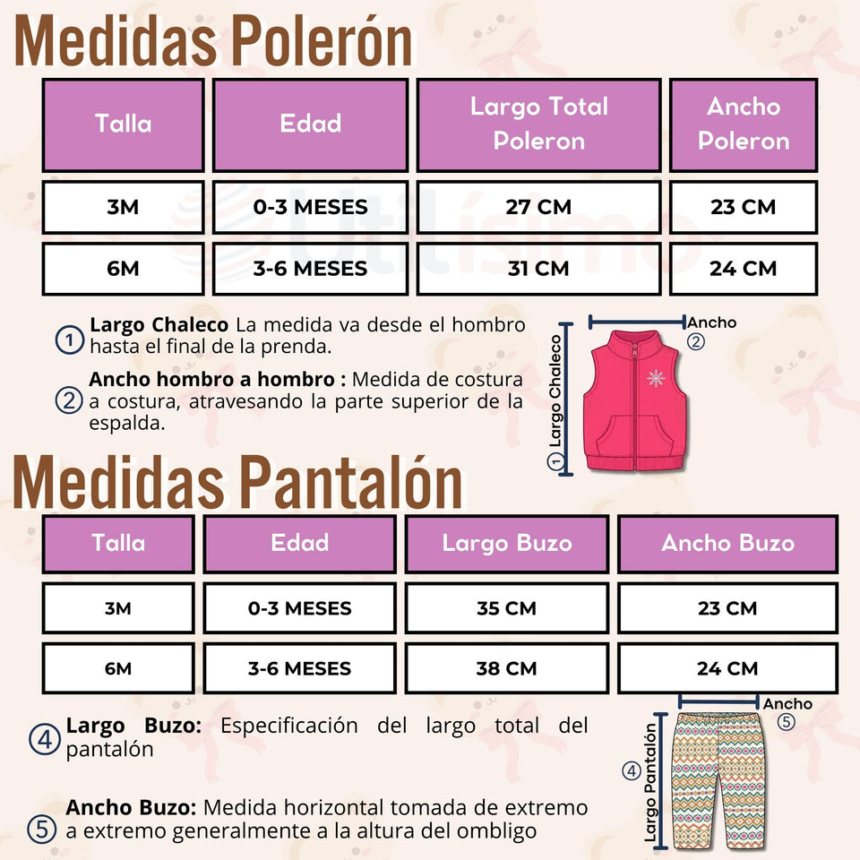 Conjunto 3 Piezas Bebé Niña Chaleco Polar Body Pantalón Buzo Tedmimak