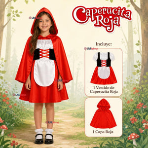 Disfraz Traje Vestido Caperucita Roja Personaje Cuento Infantil