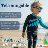 Traje de Baño Manga Larga Pantalón Largo Pantalón Corto 3 Piezas Corte Split Niño 3 a 11 años Black Surf