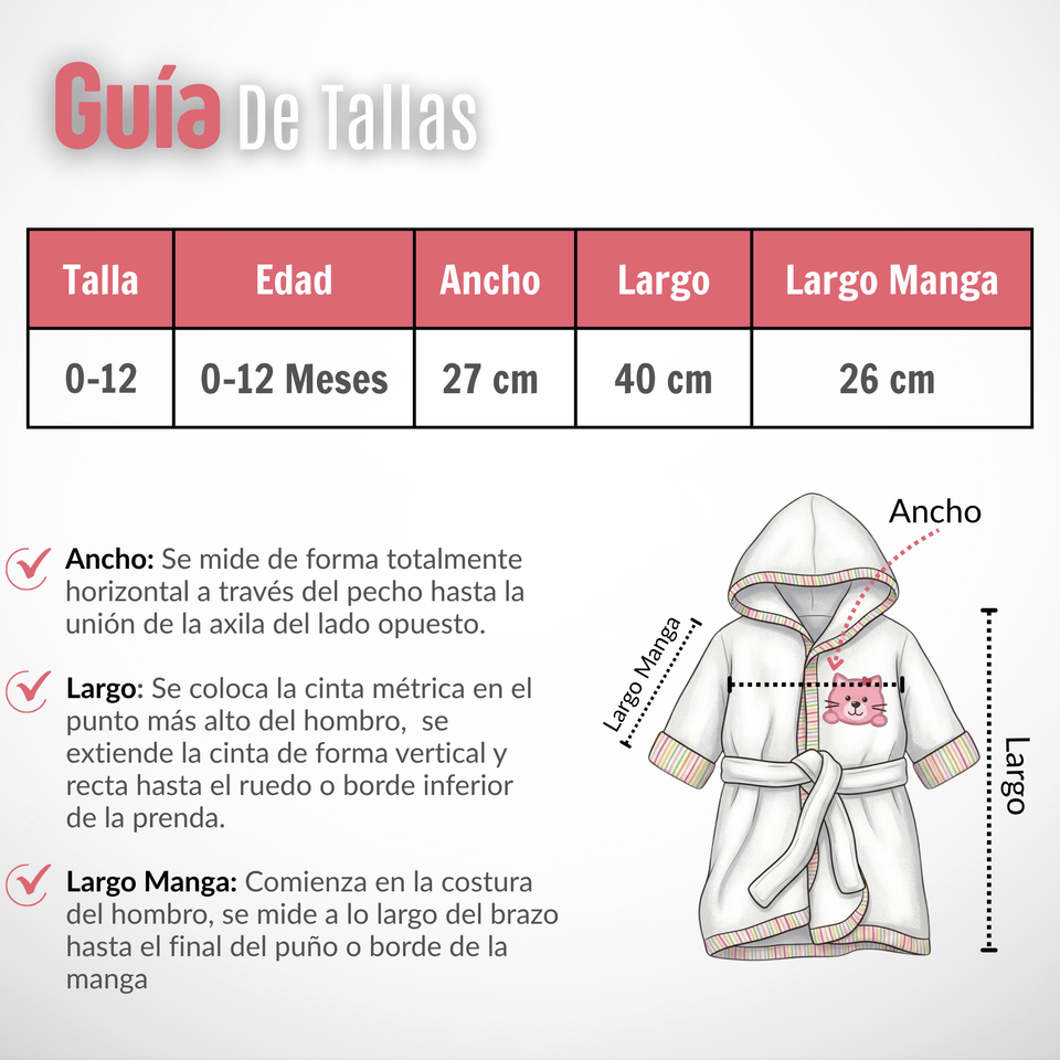Bata de Baño Niña Toalla 100% Algodón Cobertura Completa Estampados Surtidos