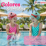 Gorro Gorra Natación Baño Diseño Tiburón Silicona Colores Surtidos 3 Años En Adelante Niña