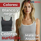 Camiseta Rayas 100% Algodón Básica Lisa Elástica Mujer Colores Surtidos