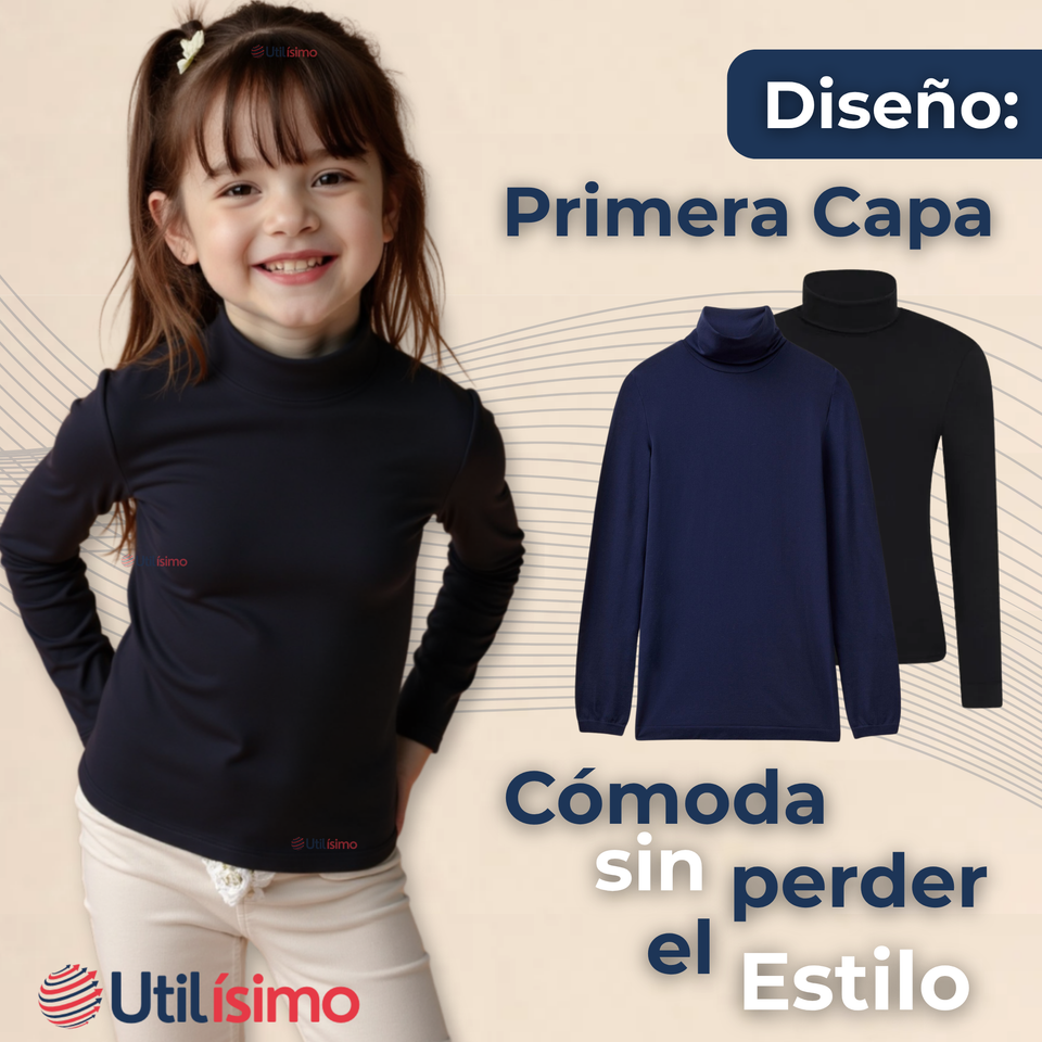 Pack 3 Primera Capa Escolar Bambú Invierno Camiseta Niña Cuello Beatle Polera