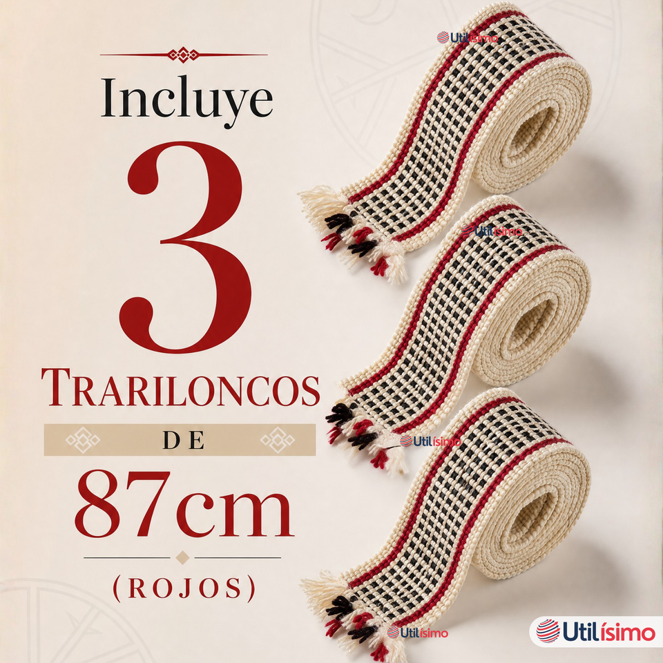 Pack 3 Trariloncos Cintillos Mapuches Rojo 87cm Fechas Patrias