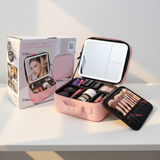 Estuche Maquillaje 2 en 1 Bolso Cosmetiquero Espejo Con Luz Led Organizador
