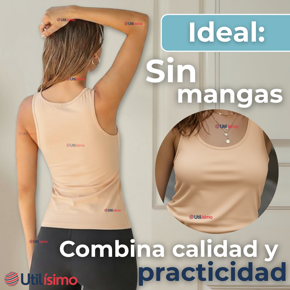 Pack 3 Poleras Camisetas Sin Mangas Fibra De Bambú Básicas Lisa Elástica Mujer Colores Surtidos