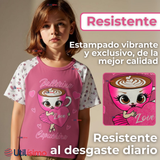Polera Brainrots 100% Algodón Manga Corta Niña Tralalero Rosado Oscuro