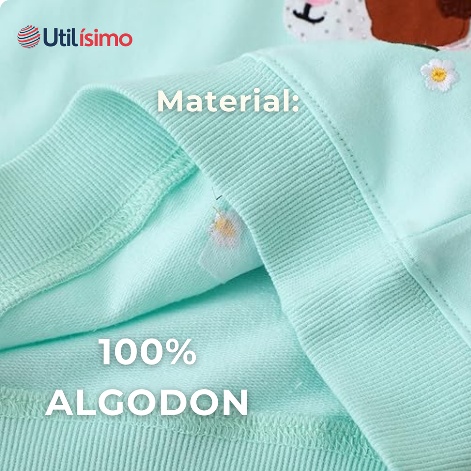Polerón Algodón Cuello Redondo Niña Turquesa Hámster