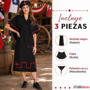 Traje Típico Vestido Mapuche 3 Piezas Mujer Fiestas Patrias