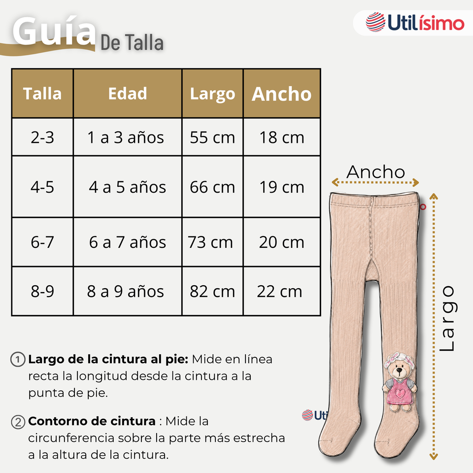 Panty 3D Osito Beige Tejida Niña Ballerina 78% Algodón Premium