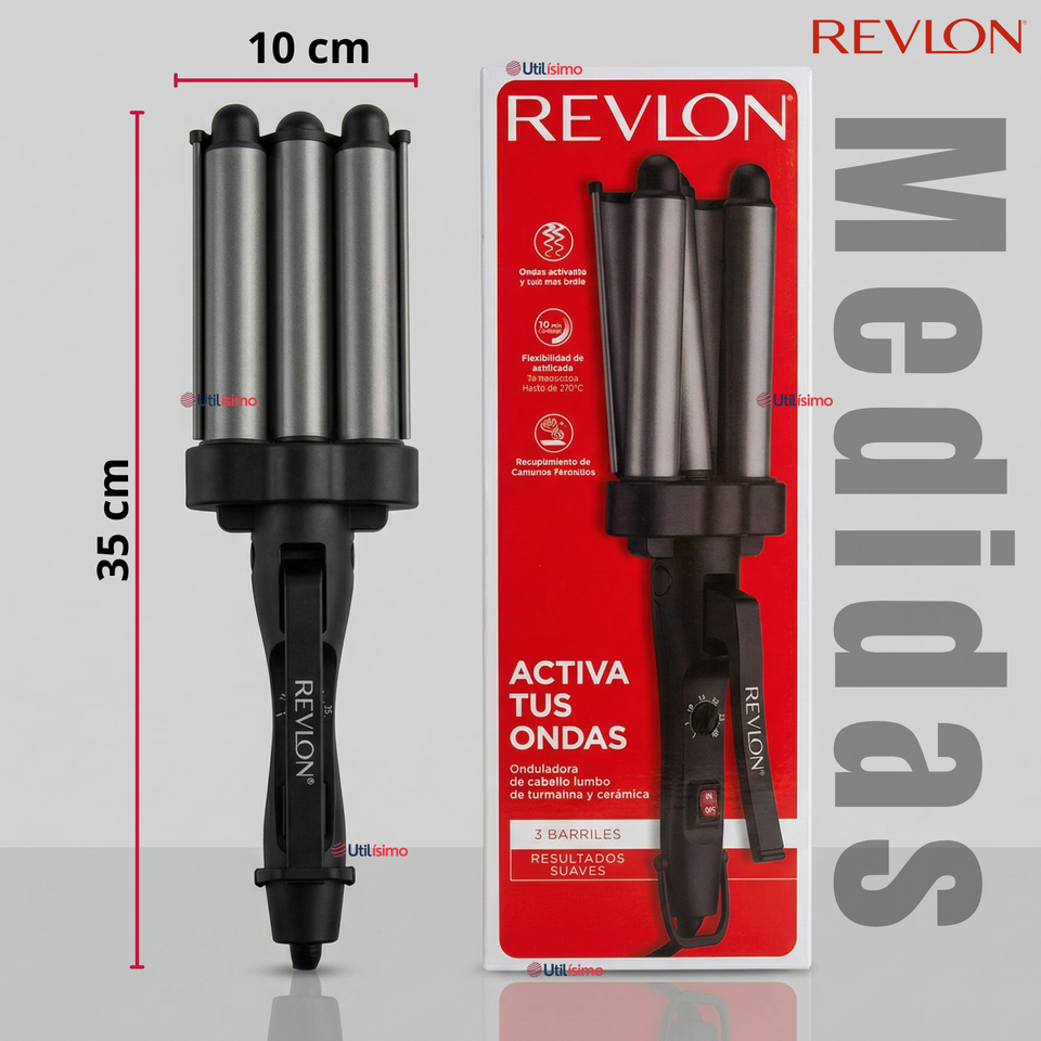 Onduladora De Pelo Revlon Waver Jumbo De 3 Barriles 800W