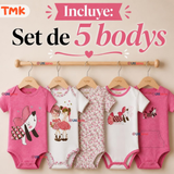 Pack 5 Bodys Manga Corta 100% Algodón Tedmimak Niña Sweet Girl