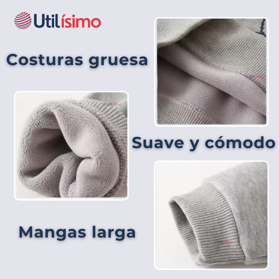 Polerón Estilo Pique Manga Larga Niño 100% Algodón Gris