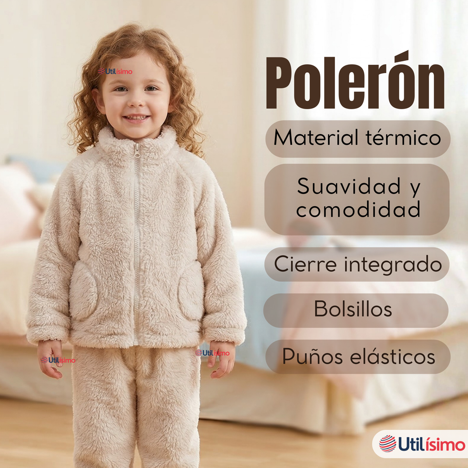 Conjunto 2 Piezas Buzo Polerón Pantalón Bebe Niña Poliéster Beige