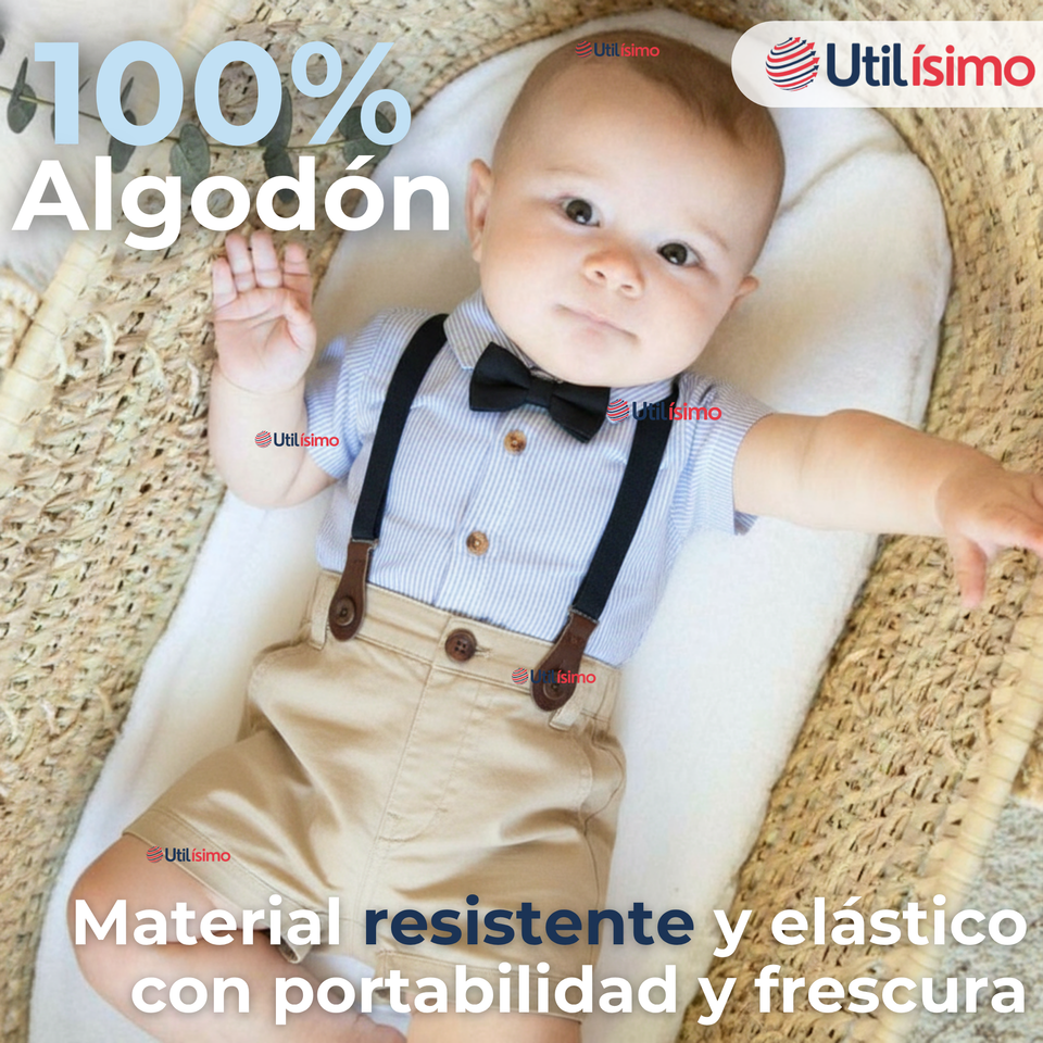 Conjunto De Vestir Con Tirantes Camisa Pantalón Corto Algodón Niño