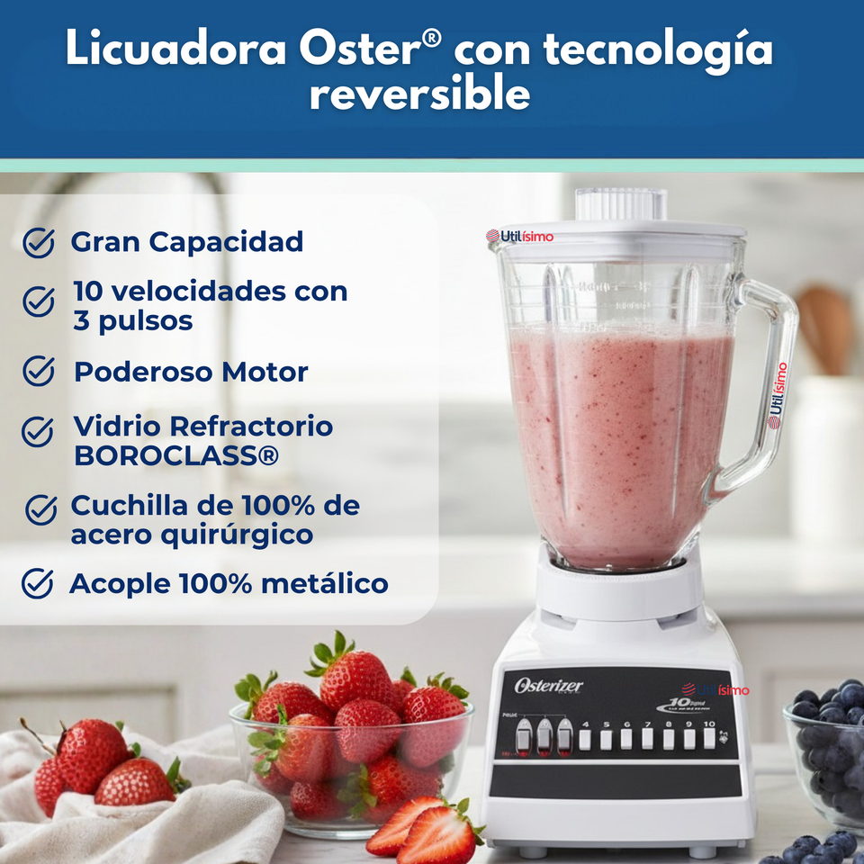 Licuadora Oster® de 10 velocidades blanca