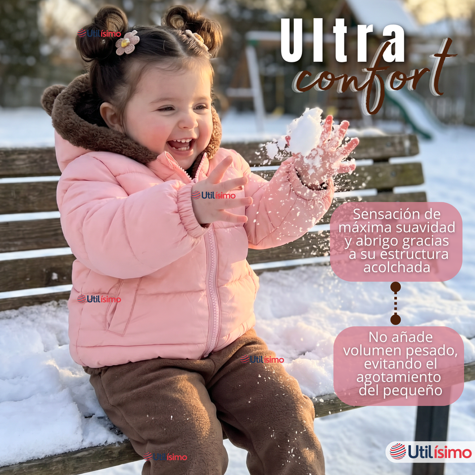 Parka Osito Con Capucha Manga Larga Rosado Niña Infantil