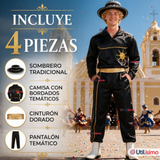 Traje Caporal Típico Completo Con Sombrero Negro Hombre Fiestas Patrias