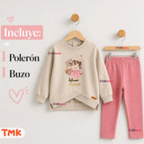 Conjunto 2 Piezas Polerón y Pantalón Buzo 100% Algodón Tedmimak Niña Pretty Adorable