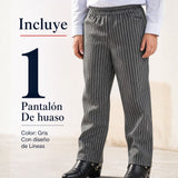 Pantalón Huaso Gris Diseño Líneas Niño Vestuario Típico Fiestas Patrias