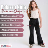 Calza Palazzo Polar Con Chiporro Niña Elasticada Térmica Negra