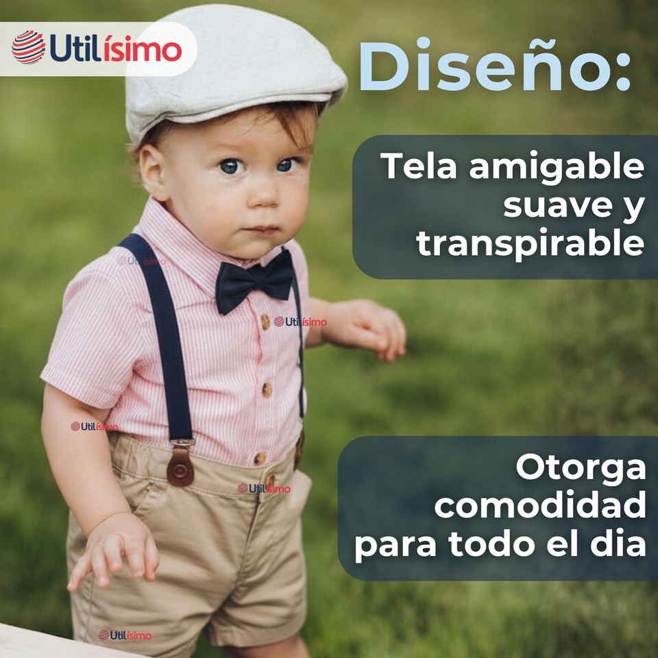 Conjunto de Vestir con Tirantes Camisa Pantalón Corto Algodón Niño
