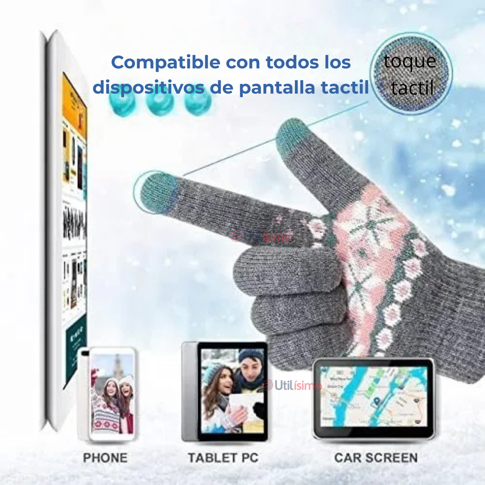 Guantes 20CM Táctil Lana Acrílica Adulto Colores Surtidos