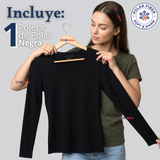 Camiseta Polera Polar Primera Capa Negro Manga Larga Mujer