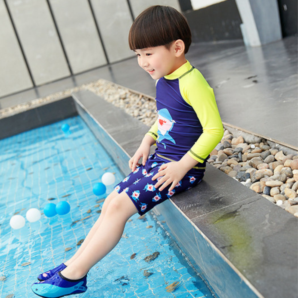 TRAJE DE BAÑO SPF UV50+ 2 PIEZAS MANGA LARGA NIÑO Navy Blue Shark