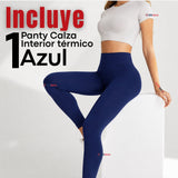 Calza Lola Polar Térmica Sin Costura Tiro Alto Elasticada Azul Marino