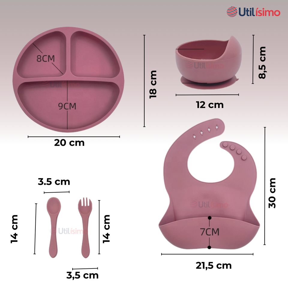 Set De Alimentación Bebé Silicona 5 Piezas Libre BPA Colores Surtidos
