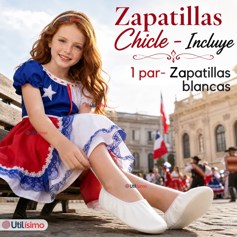 Zapatillas Chicle Blancas Niña Bailes Danza Fiestas Patrias Talla 30-35
