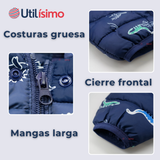 Parka Térmica Con Capucha Y Orejitas Estampado Dinosaurio Niño