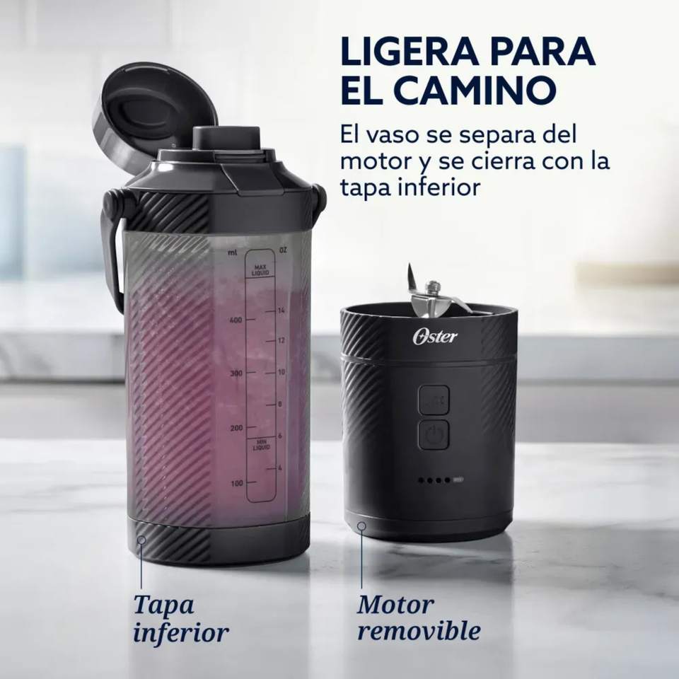 Oster Licuadora Portátil, GoMAX, 590 ml de Capacidad, para Smoothies, Negro, BLSTGFP-B20-000
