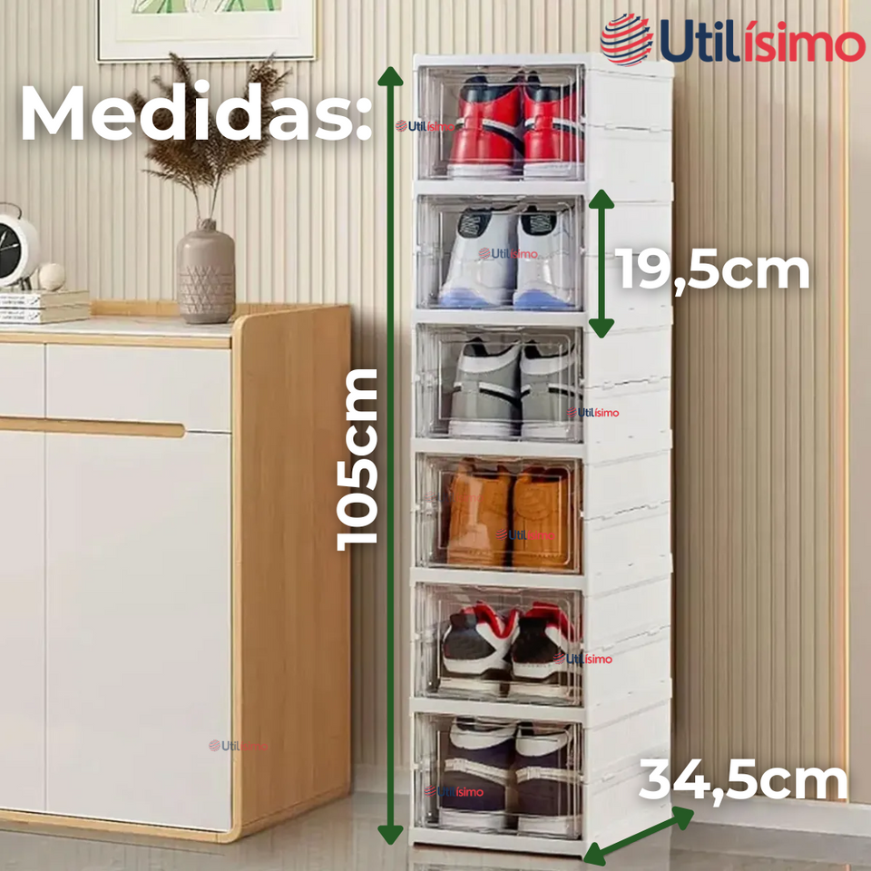 Zapatera Plegable Organizador Apilable 6 Niveles Blanco