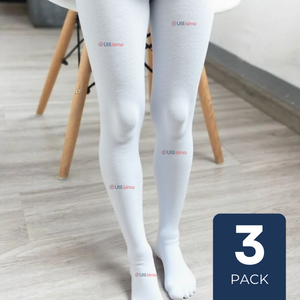 Pack 3 Ballerinas Pantys Primera Capa Blancas Niña Fiestas Patrias Blanco