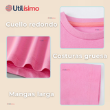 Polera Manga Larga Niña 100% Algodón Fucsia Camiseta