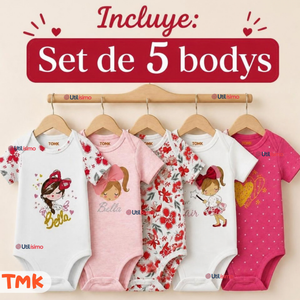 Pack 5 Bodys Manga Corta 100% Algodón Tedmimak Niña Lovely Bella