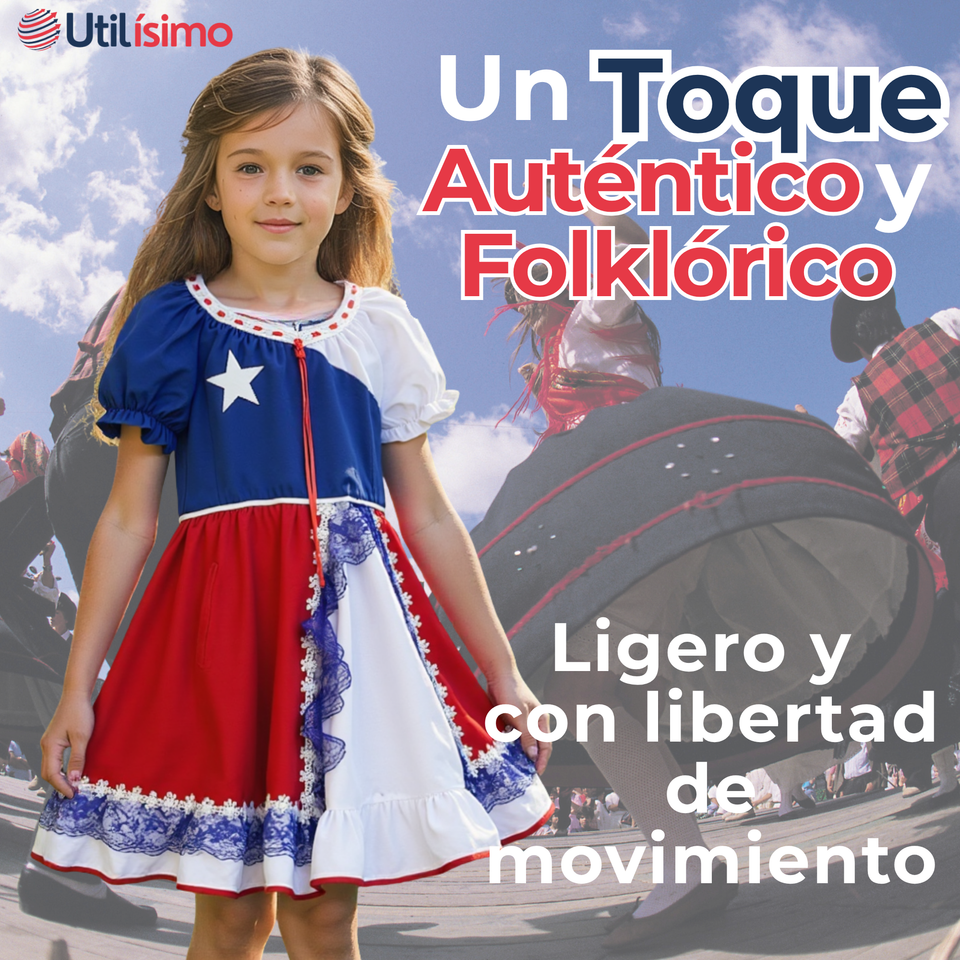 Vestido Huasa Niña Bandera Chilena Fiestas Patrias